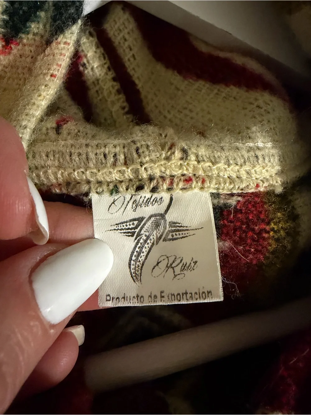 Bohemian Red & Cream Southwestern Poncho Throw